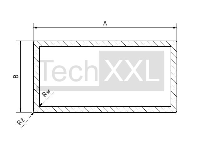 Tubo rettangolare 20x10x2 Rw/Rz0,5 wie HH300RER4