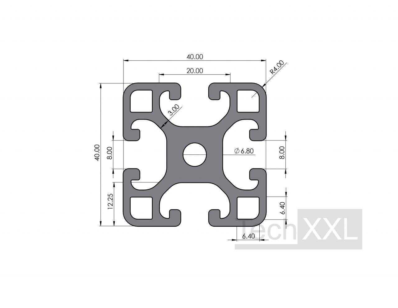Profil 8 40x40 leicht Länge 4040mm wie HS1084040L4M